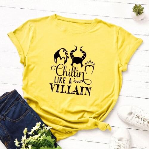 New Top women S-5XL Clothing Oversized T-shirt Villaint Women 100% Cotton O Neck Short Sleeve Tees Pink Tops Women T Shirt Funny