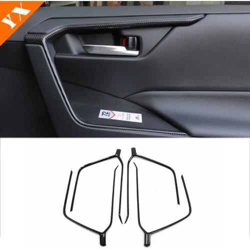 Car Window Glass Door Armrest handle control frame Trim ABS Carbon/Matte/Wood Grain/Red For Toyota RAV4 2019-2021 Accessories