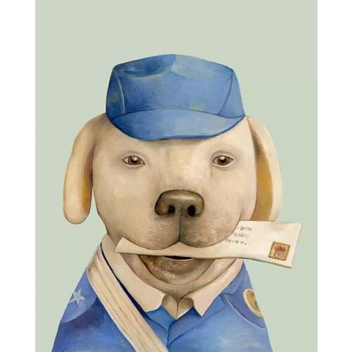 Animal Head Oortrait Diamond Painting Full Round Dog Postman Modern DIY Toy Sticking Drill Cross Embroidery 5D Home Decorative