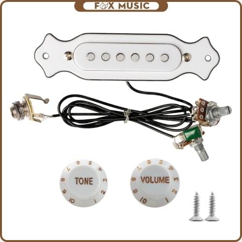 Pre-wired 6-String Cigar Box Guitar Sound Hole Magnetic Pickup w/ Volume Tone Pots & Knobs For Folk Acoustic Electric Guitar