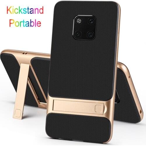 Shockproof Silicone Covers for Huawei Mate 20 Pro 20Pro Lite Mobile Phone Back Cases Stand Holder Luxury Bag Mate20 20Lite Armor