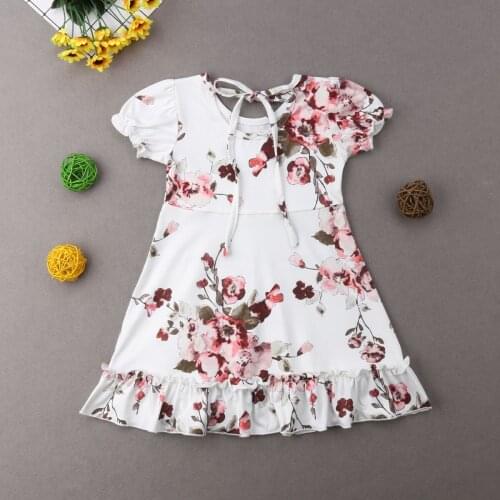 Pudcoco Floral Toddler Kids Baby Girl Ruffle Short Sleeve Casual Summer Dress 2020 Children Clothes For Girl
