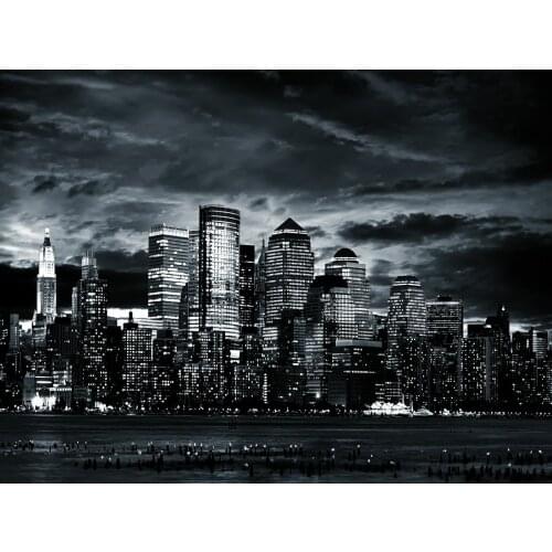 Black & white city Art Film Print Silk Poster Home Wall Decor 24x36inch