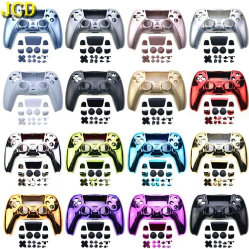 JCD Replacement Shell Case For Sony PlayStation 5 PS5 Controller Front Back Housing Covers Decorative Strip and Buttons Mod Kit