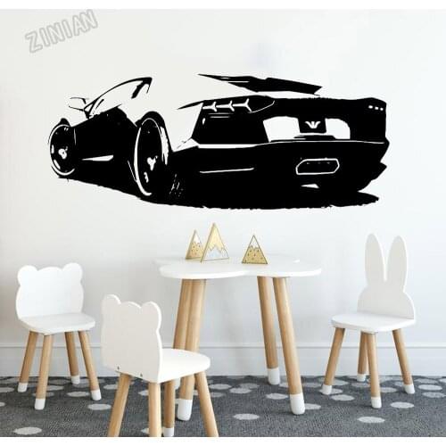Sport Car Wall Sticker For Children Room Decoration Vinyl Home Interior Wall Decals Removable Nursery Boys Room Wall Murals Y295