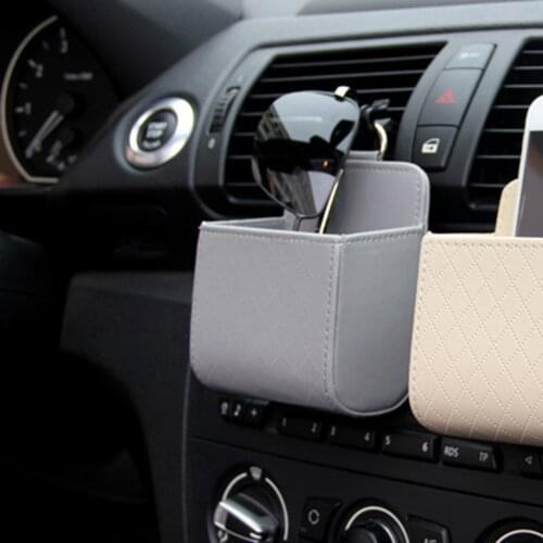 Car Storage Bag Air Vent Dashboard Tidy Hanging Leather Organizer Box Glasses Phone Holder Storage Organizer Car Accessories
