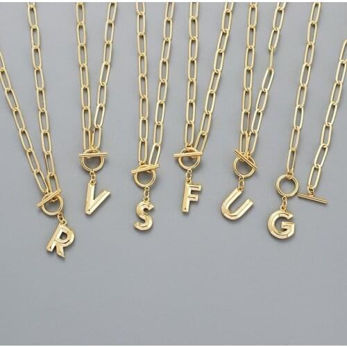 Vintage Initial Necklaces For Women Hiphop Punk Stainless Steel Gold Thick Chain Delicate Jewelry Gifts for Best Friend