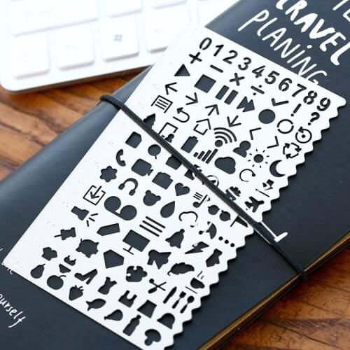 W19n Cutout r11 Rule Painting s Lovely w33 Graffiti s for Travels Notebook dokibook, Diary Stencil Ruler