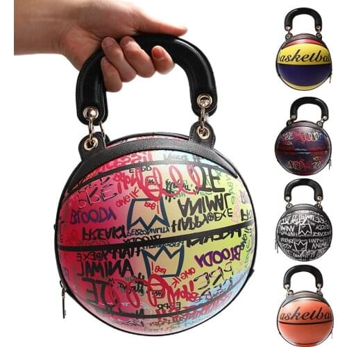Alphabet Graffiti Basketball Crossbody Bags for Women 2021 Fashion Chain Color Womens Handbags Purses Letter Printing Ball Bags