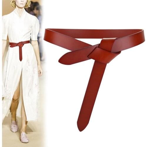 New Design Knot Cowskin Womens Belts Soft Real Leather Knotted Strap Belt Dress Accessories Lady Waistbands Long women belt