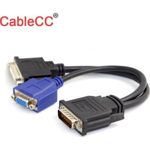 Zihan DMS-59 Male to DVI 24+5 Female & VGA RG 15pin Female Splitter Extension 15cm