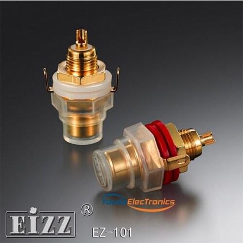 1 pair 2 pcs EIZZ EZ-101 24K Gold plated female RCA Jack Panel mount with transparent Cap