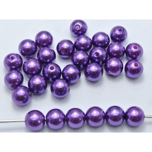 100 Pcs 10mm Plastic Faux Pearl Round Beads Purple Imitation Pearl