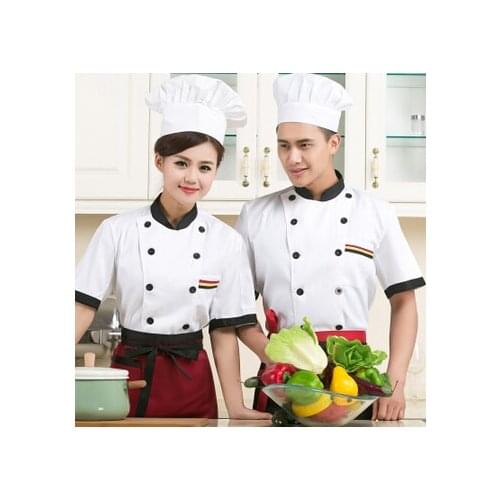 2016 Hot sale Chef service hotel restaurant kitchen sleeved short-sleeve chef clothing summer Clothing+Hat+Apron