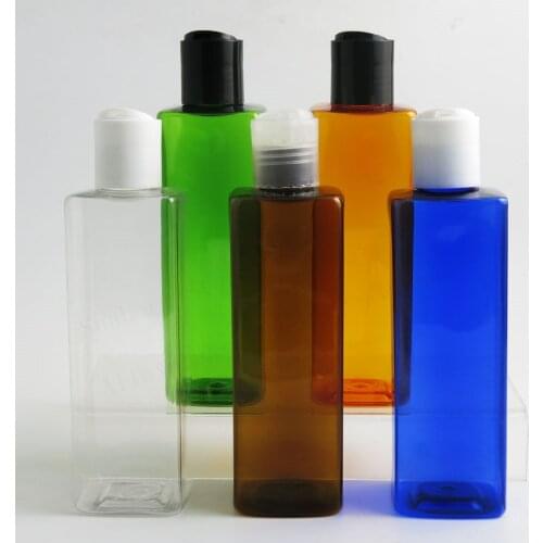 30 x 8 OZ Big Empty Plastic Cream Shampoo Lotion Bottle 240ml Square Clear Blue Amber Green Orange Bottles with Screw Disc Cap