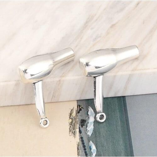 5pcs Silver Color 27x23mm 3D Hair Dryer Charms Barbershop Pendant For DIY Handmade Jewelry Making Accessorie 27x23mm