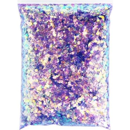 50G/Bag Holographic Mixed Hexagon Shape Chunky Nail Glitter Sequins Sparkly Flakes Slices Manicure Body/Eye/Face Glitter