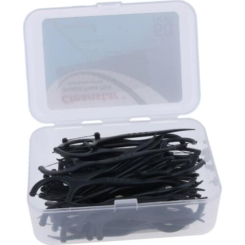 50pcs Bamboo Charcoal Floss Pick Threader Flosser Toothpicks Wit Travel Case