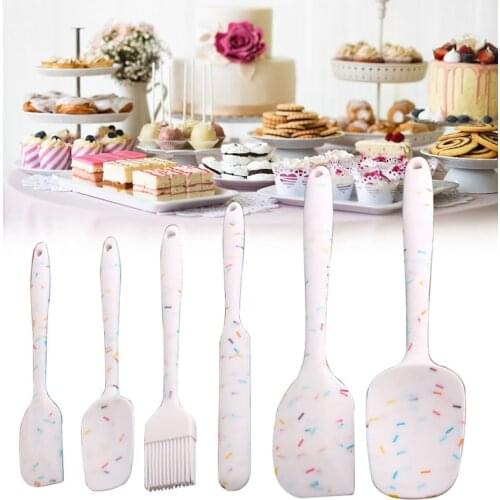 6pcs Food Grade Silicone Non-stick Cake Baking Tool Set Spatula Butter Cooking Utensils Biscuit Pastry Scraper Spatula Knife Set