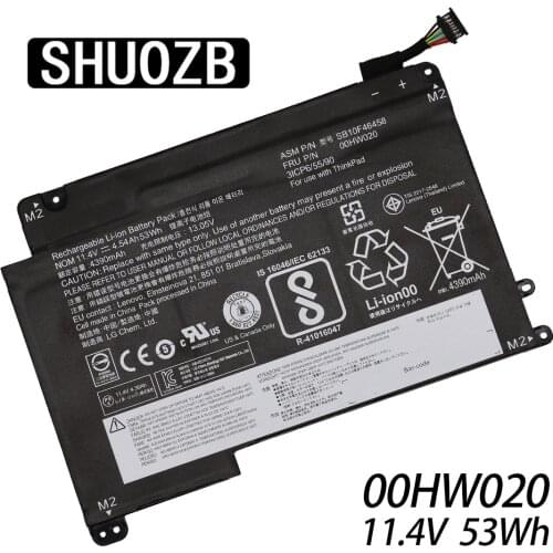 11.4V 53WH New Laptop Battery 00HW020 00HW021 For LENOVO For ThinkPad P40 Yoga 460 SB10F46458 SHUOZB 4390mAh