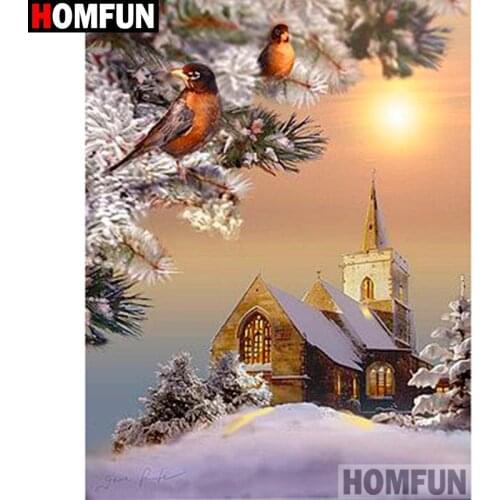 HOMFUN Full Square/Round Drill 5D DIY Diamond Painting "House landscape" Embroidery Cross Stitch 5D Home Decor Gift A17921