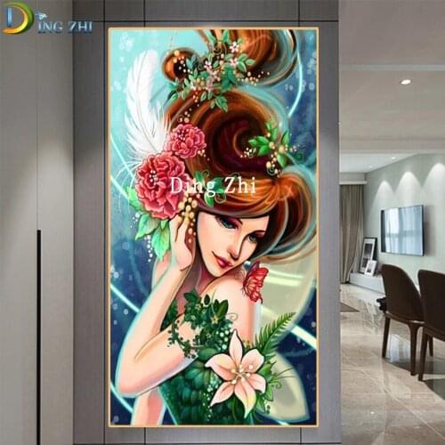 Large Size Diamond Embroidery Fantasy Woman With Flower Cross Stitch Diy Diamond Painting Sale European Sexy Beauty Picture Art