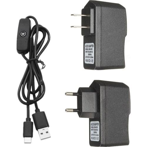 5V 3A 3000mA Power Supply Adapter USB Type-C Charger Cable for Raspberry Pi 4 4B US / EU Plug
