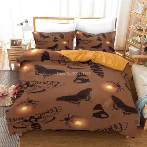 Skull Moth Butterfly Firefly 3D Cartoon Printed Duvet Cover Set Twin Full Queen King Size Bedding Set Bed Linen Home Textile