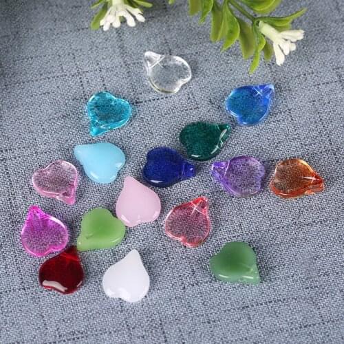 12*15 MM Coloured Glaze Beads, Transparent Heart-shaped Crystal Beads Jewel Pendant Accessories Bracelet Charms Jewelry Making