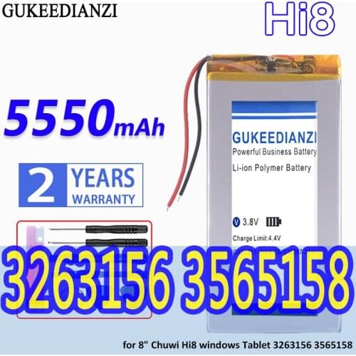 GUKEEDIANZI High Capacity Battery Hi8 (2line) 5550mAh for 8" Chuwi Hi8 Windows Tablet 3263156 3565158 Tablet Bateria