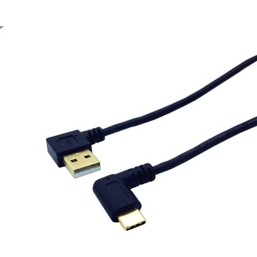 Left right Angled 90 Degree Gold-plated USB3.1 type-c USB Male to USB maleLeft Data Charge connector Cable 25cm for Tablet phone