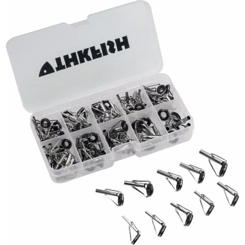 90Pcs/lot 1.6mm-3.2mm Fishing Rod Guides Top Tips Replacement Parts Black Steel Silver fishing rod Repair Kit Tackle