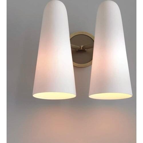 1-2 Pcs Bedside frosted glass shade brass Wall light for home Fashion cone light country Bedroom Corridor Model room Wall Lamps