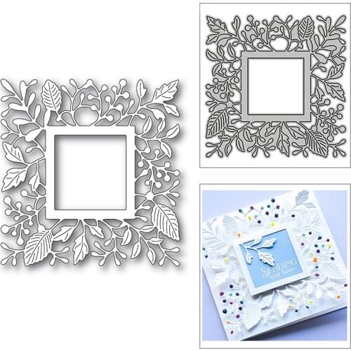New Olive Branch Berry Square Frame 2020 Metal Cutting Dies for DIY Scrapbooking and Card Making Decor Embossing Craft No Stamps