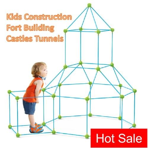 Montessori Construction Fort Building Kit Kids Assemble Castles Tunnels Game Baby Birthday Gifts DIY Sticks Toys For Children