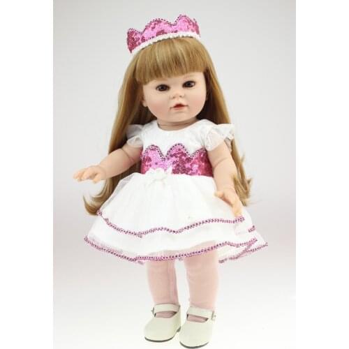 Full Vinyl 18 Inch Girl Doll Cute Dolls Toys Handmade Princess Dolls for Girls Baby Alive Boneca Childrens Playmate