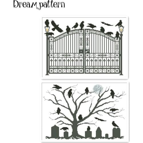 Birds on gate cross stitch package cartoon animal 18ct 14ct 11ct cloth cotton thread embroidery DIY handmade needlework