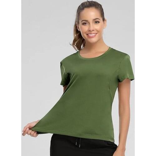 Heyyoga women solid sport Breathable Loose Workout running shirts female Quick Dry Lightweight Gym Short Sleeved white Shirts