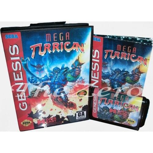Memory Card Mega Turrican With Box and Manual Book for 16 bit Sega Megadrive Video Game Card MD for Genesis mortal