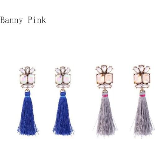 Bohemia Tassel Pendant Studs Earrings For Women Ethnic Geo Long Post Earrings Vintage Earrings Fashion Jewelry Pendientes Bijoux