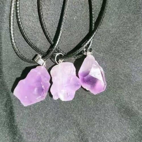 1pc 6-10g Natural Crystal Amethyst Raw Stone Mineral Quartz Body Pendant Energy Healing Stone Necklace