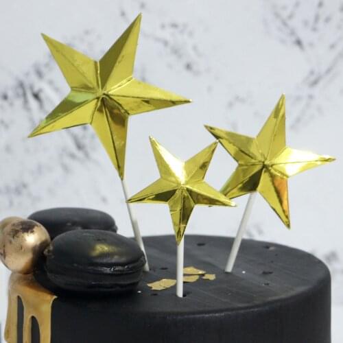 1pc Star Cupcake Toppers Birthday Cake Topper Decorating Picks Kids Wedding Party Decorations Baby Shower Favors