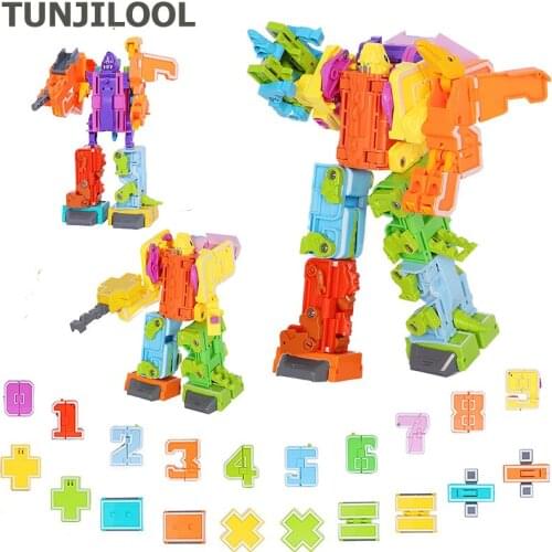 TUNJILOOL Numbers Transform Dinosaur Robots ToysThree Kinds of Transforming Dinosaur Figures Toy for Kids Boys Girl