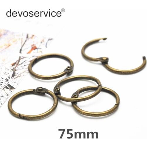 10Pcs 75mm 63mm Open Binding Ring Knock Bronze Vintage Book Ring Open Circle Iron Ring DIY Album Loose Leaf Book Binding Ring