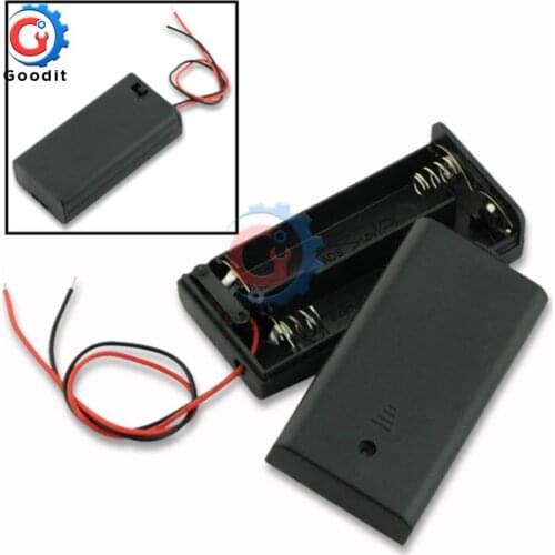 2 * AA Battery Holder Storage Case Box With Switch&Cover for AA Batteries Standard Container