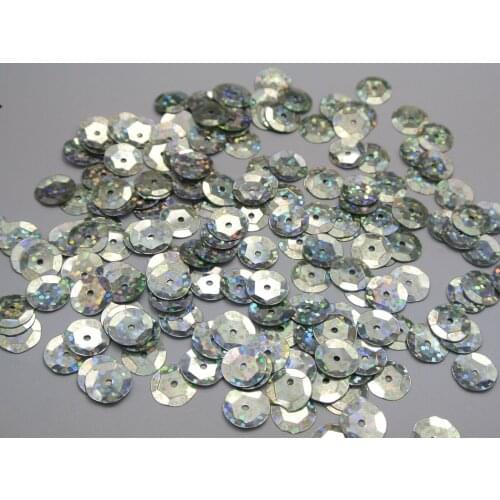2000 Silver Hologram 10mm CUP round loose sequins Paillette sewing Wedding craft
