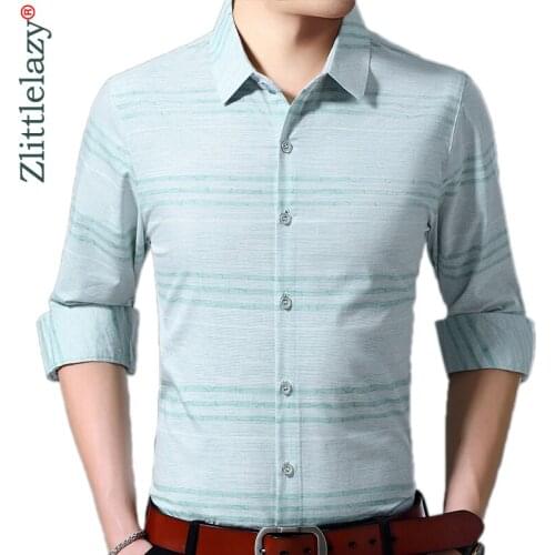 2020 Brand Casual Luxury Striped Long Sleeve Slim Fit Men Shirt Streetwear Social Dress Vintage Shirts Mens Fashions Jersey 8123