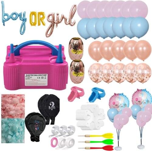 247pcs Gender Reveal Macaron Balloon Arch Garland Electric Pump Kit Party Supplies w/ Paper Confetti Giant 36 in Black Balloons