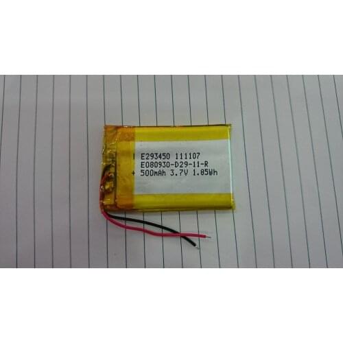 3.7V 500MAH MP3 MP4 lithium polymer battery 293450 small stereo headset pedometer Rechargeable Li-ion Cell