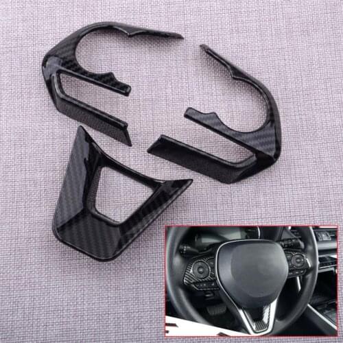 3pcs Carbon Fiber Style Car Interior Steering Wheel Button Cover Trim Fit For Toyota Corolla 2019 2020 Decoration